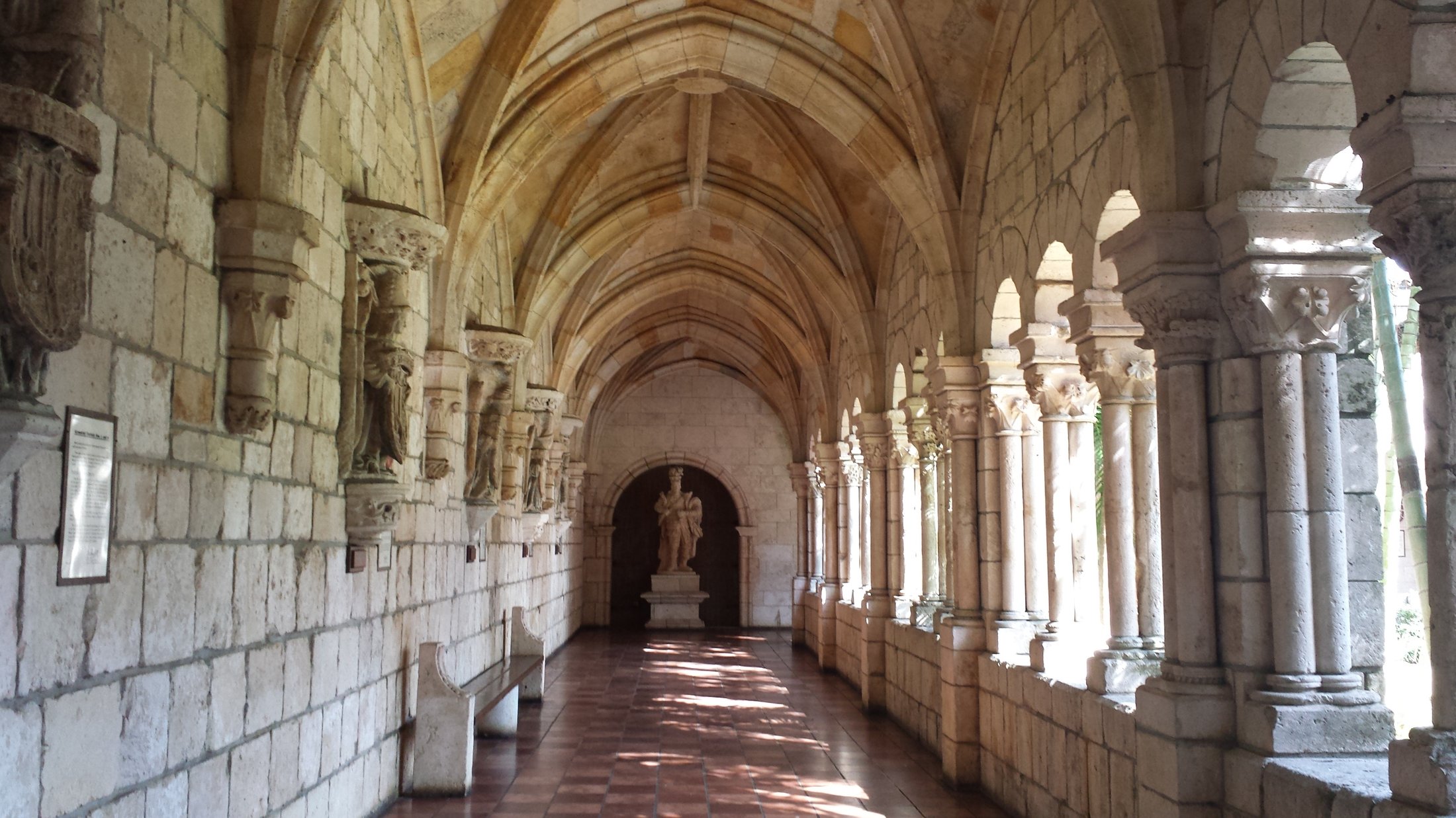 Vaulted stone cloister walkway at the Ancient Spanish Monastery